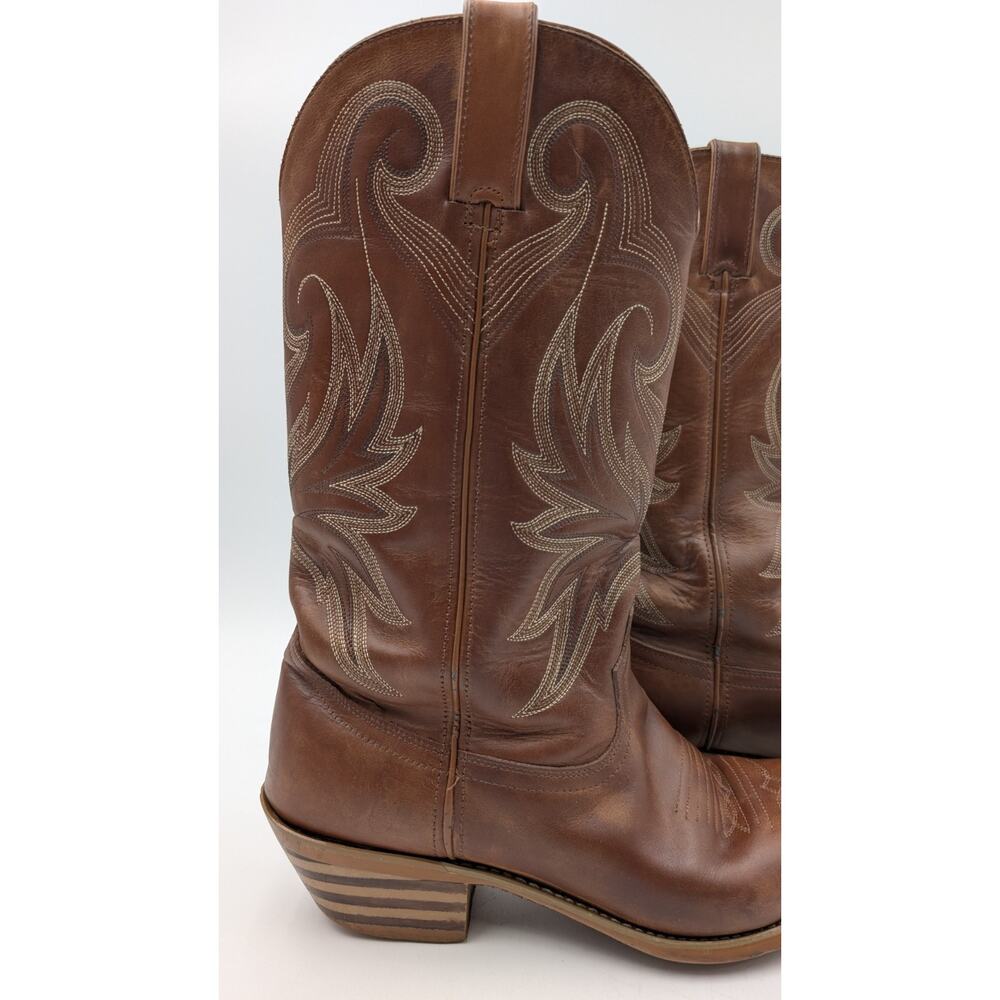 Durango Brown Leather Western Cowboy Boots Men’s 9M Square Toe Western Wear - Picture 2 of 16